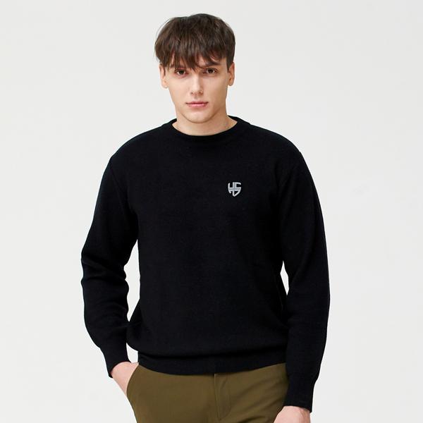 HENRY STUART Men'S Solid Knit Sweater Black