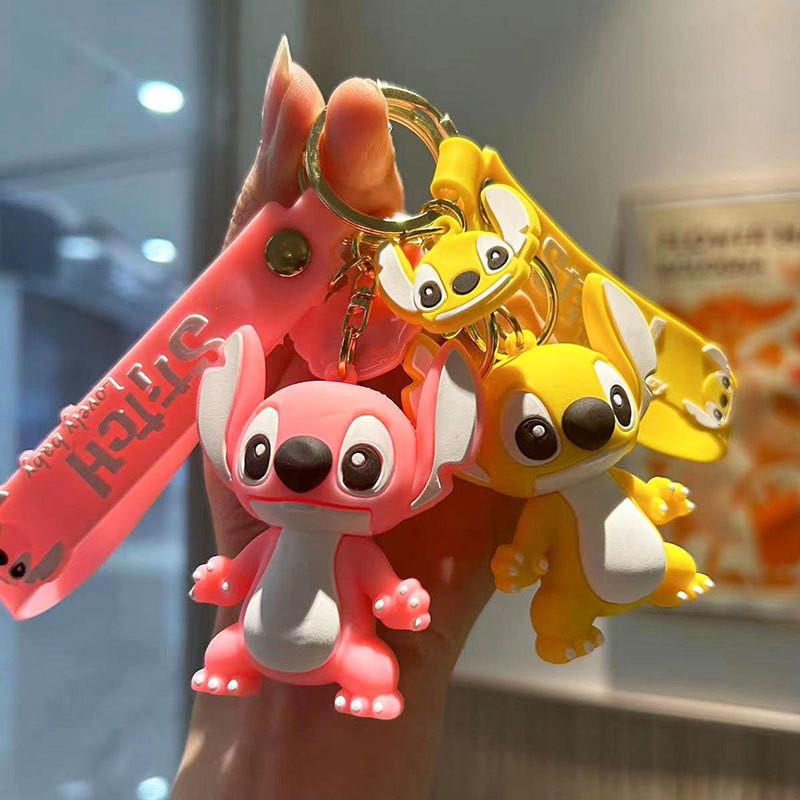 Adorable Cartoon Stitch Keychain Cute Silicone Bag Charm Creative Car Key Ring