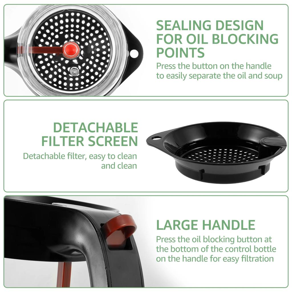 Пластиковый сепаратор жира 1000 мл, отделитель масла и супа с нижним сливом и масляным ситом, жироуловитель, отделитель подливки, мерный стакан