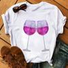 Women Black T Shirt Watercolor Butterfly Wine Glass Print T Shirt Female Funny Graphic Tee Shirts 90s Ladies Casual Tops Tee