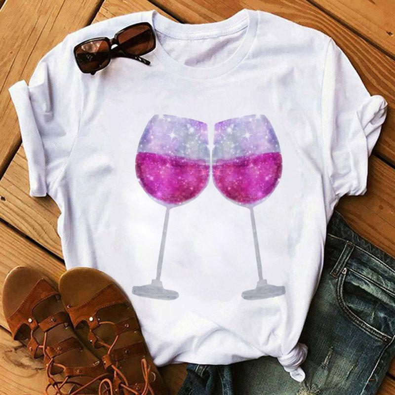 Women Black T Shirt Watercolor Butterfly Wine Glass Print T Shirt Female Funny Graphic Tee Shirts 90s Ladies Casual Tops Tee