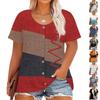 Plus Size Women's Fashion Casual Vintage Printed O-Neck Short Sleeve Button T-Shirt Top