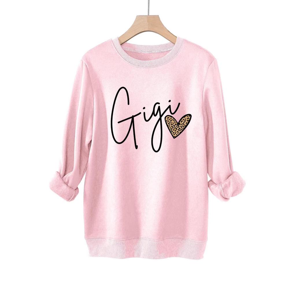 Gigi Leopard Heart Print Plus Velvet Hoodie for Women - Versatile Casual Autumn/Winter Wear