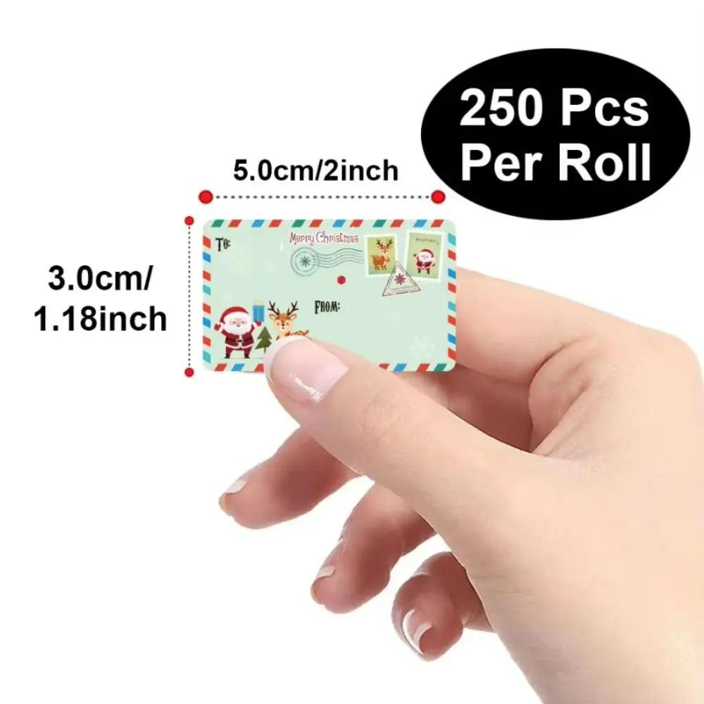 250 Pcs Self Adhesive Christmas Tags Stickers Santa Claus Snowman Cute Christmas Gift Tags Cartoon colorful