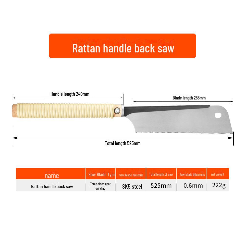 Японская двухсторонняя ручная пила для деревообработки: Тройная скорость, мелкий зуб, для твердых пород древесины и отделки.