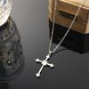 1pcs White Gold Necklace Ladies Cold Wind Set Glass Diamond Cross Copper Alloy