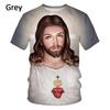 Summer Round Neck 3D Jesus Pattern Print Top Fashionable Casual Short Sleeved Men's T-shirts