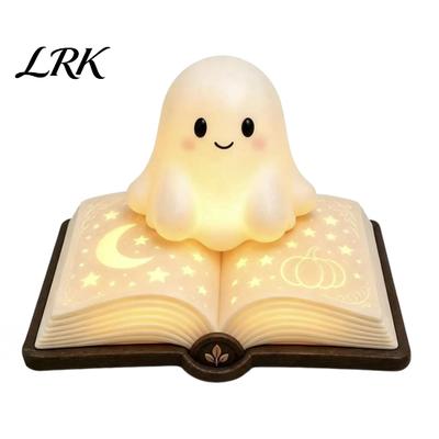 Мягкий свет Ночник Магическая Книга Призрачный Свет, Смоляная Настольная Теплая Лампа с Луной Звездой Декор Комнаты Рельеф, Милый Прикроватный Светильник для Детской Спальни,