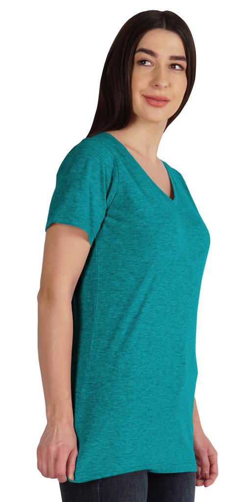 Inkmeso Basic V-neck Jersey T-shirt Short Sleeve Long Length Tee Workout Top For