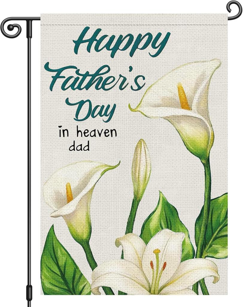 Heyfibro Father's Day in Heaven Garden ag 12x18 Inch Double Sided oral House ag for Daddy Papa Father's Day Ou PPZ