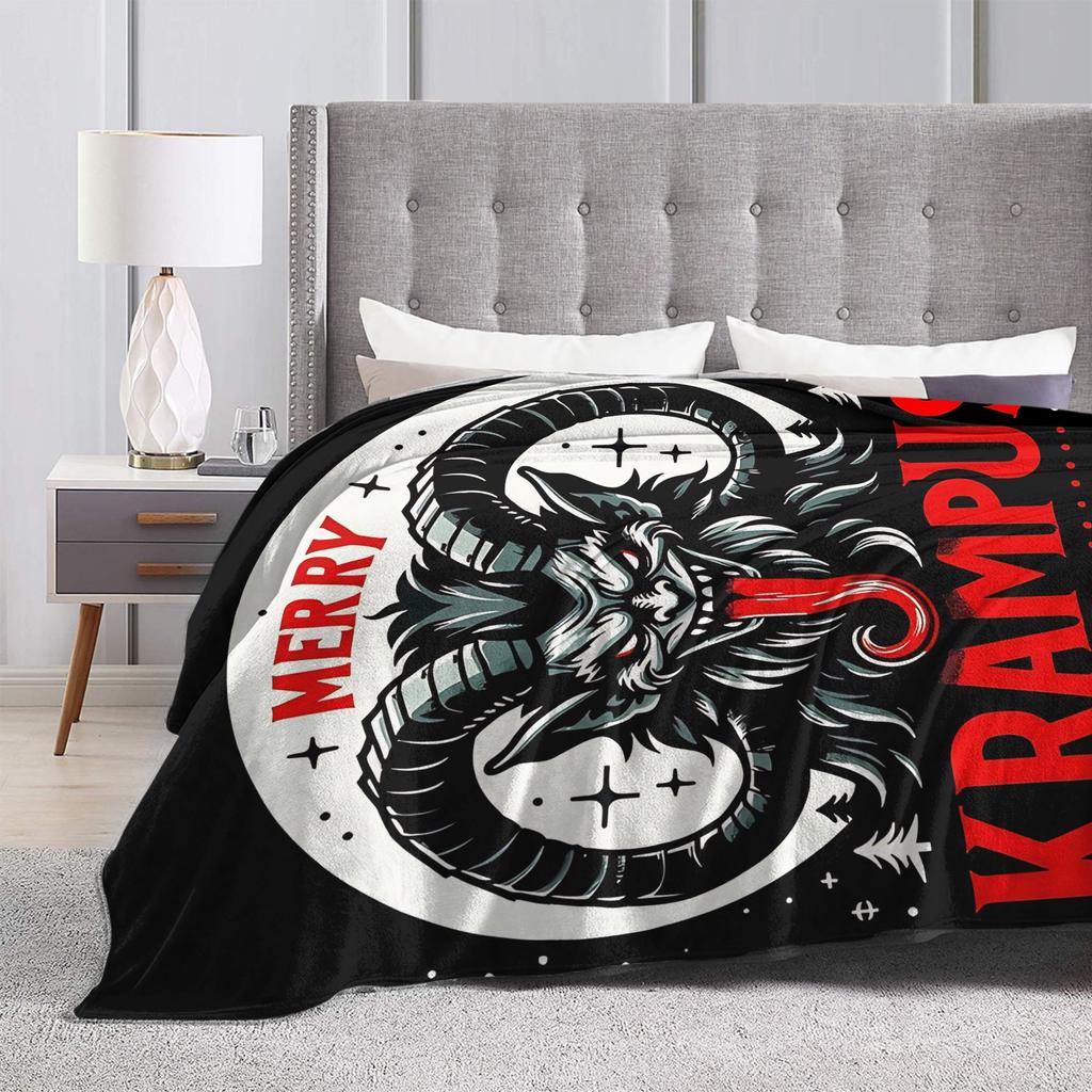 Soft Blanket Travel Office Merry Krampus Horror Bedding Throws Flannel Bedspread For Couch Chair Street Trend Sofa Bed Cover