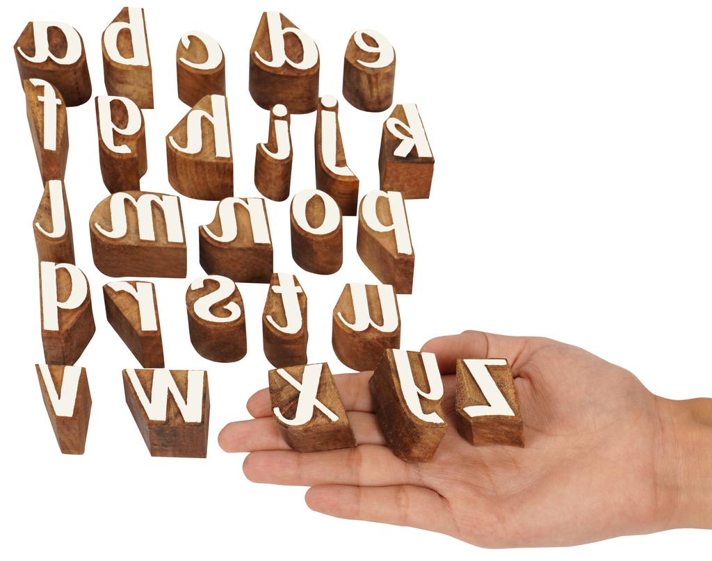 IBA Indianbeautifulart Текстильный Печатный Блок Строчные буквы a-z Алфавит Резьба по Дереву Деревянный Штамп