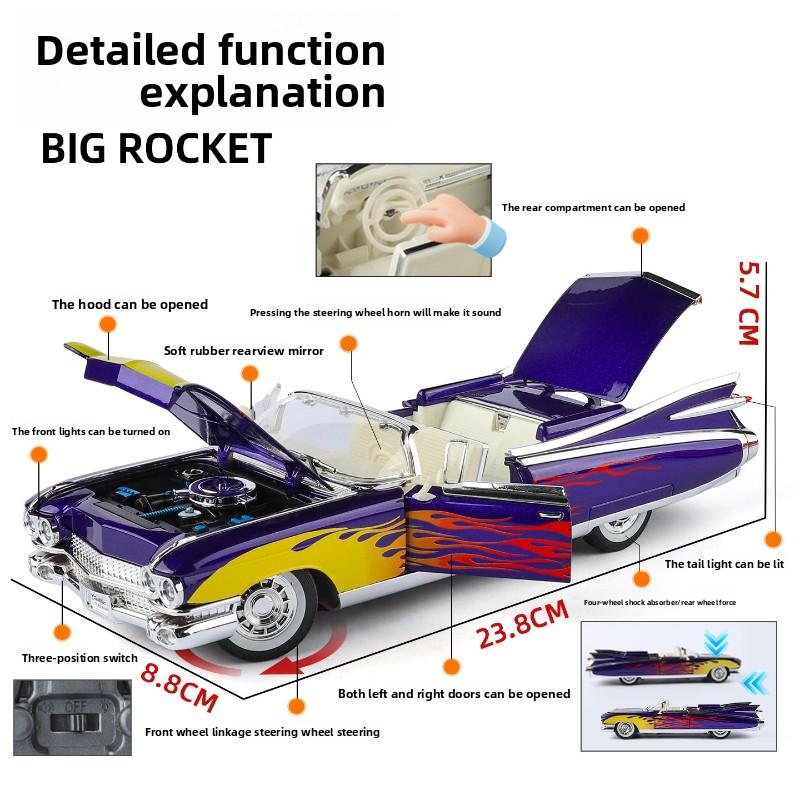 Simulation 1:24 Cadillac Alloy Retro Car Model with Pull-Back Sound and Light Collection Miniature Voiture Home Decor Gift zf5