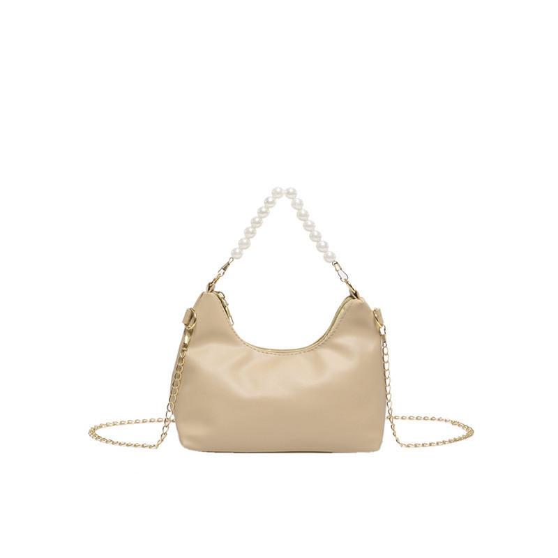 Trendy Pearl Handle Black Pu Shoulder Bag With Chain Summer 2024 Stylish Medium Size