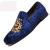 Wedding Dress Shoes Casual Men Loafers Big Size Lazy Peas Shoes Embroidery Moccasins Shoes Suede Leather Shoes