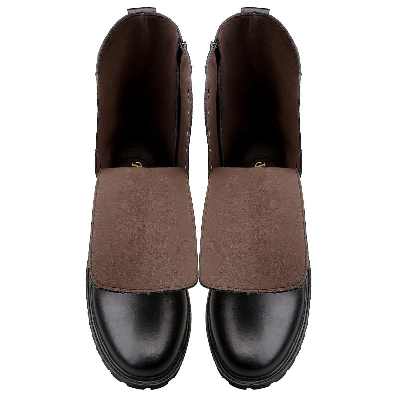 Fashion Men Leather Boots Comfy Men Plush Boots Casual Buckle Ankle Boots Men Waterproof Snow Boots Winter Shoes ZapatosBuckle Size35-52