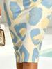 Summer Women's One Shoulder Midi Dress Leopard Print Blue Yellow Bodycon Sundress