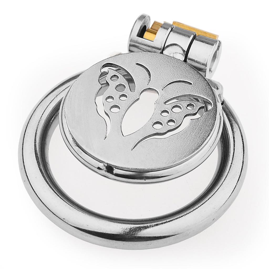 Orirya Chastity Belt for Men Extra Small Stainless Steel Flat Chastity Device with Key Butterfly Design Restraints Adult Goods for Men SM Goods