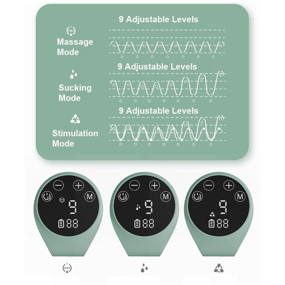 Встроенный электрический молокоотсос для грудного вскармливания 3 режима и 9 регулируемых уровней всасывания Низкий уровень шума