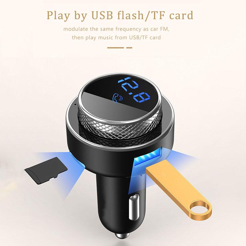 VAORLO Автомобильное зарядное устройство Bluetooth QC3.0 Зарядное устройство с двумя USB-портами Быстрая зарядка с FM-передатчиком MP3-плеер TF-карта Автомобильный комплект Автомобильное зарядное устройство для телефона