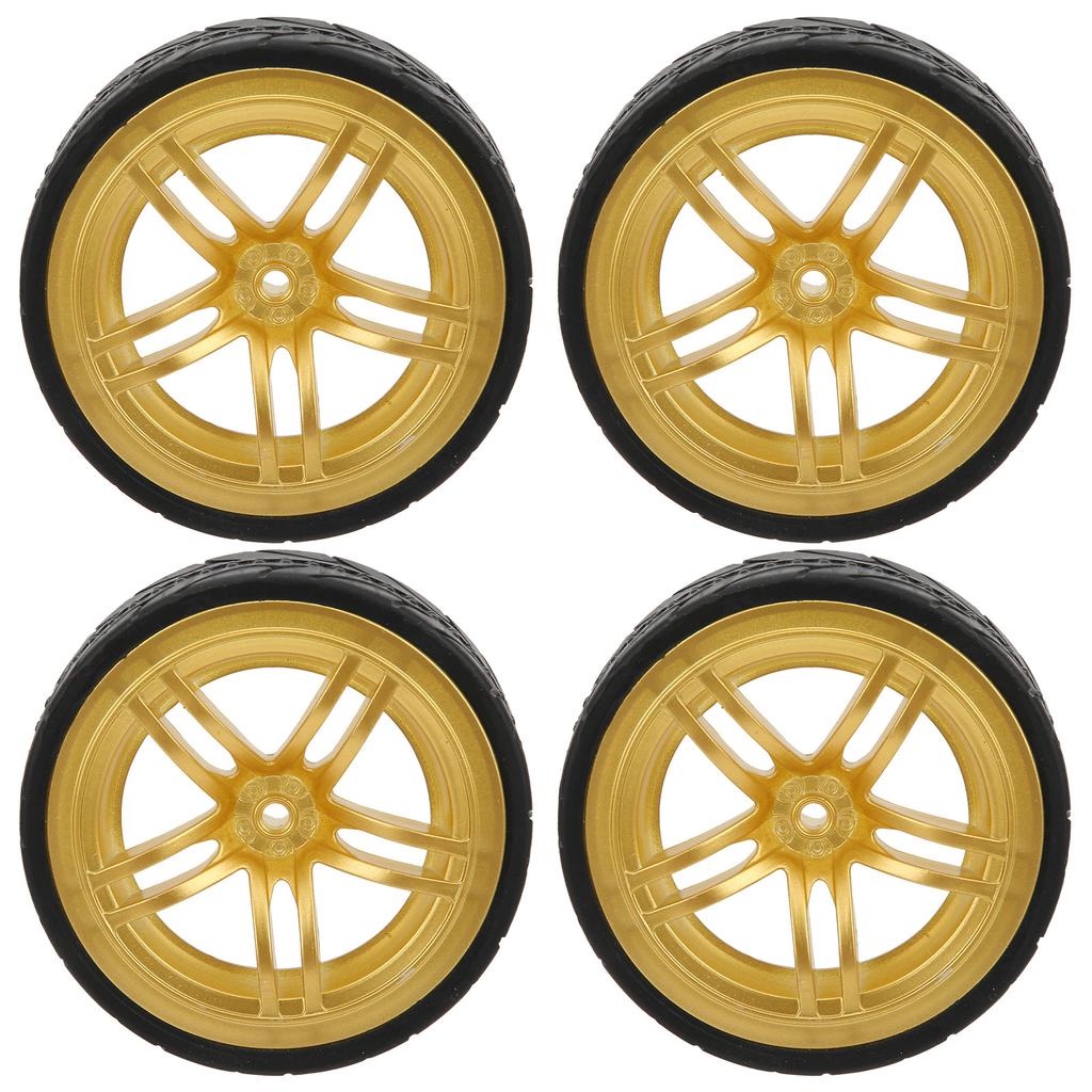 110 Racing RC Car Wheel Plastic Wheel Hub with Grooved Rubber RC Car Spare AccessoryGold