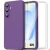 Case for Samsung Galaxy S25 - Soft Silicone Dark Purple + 2 Tempered Glasses - BOOLING®