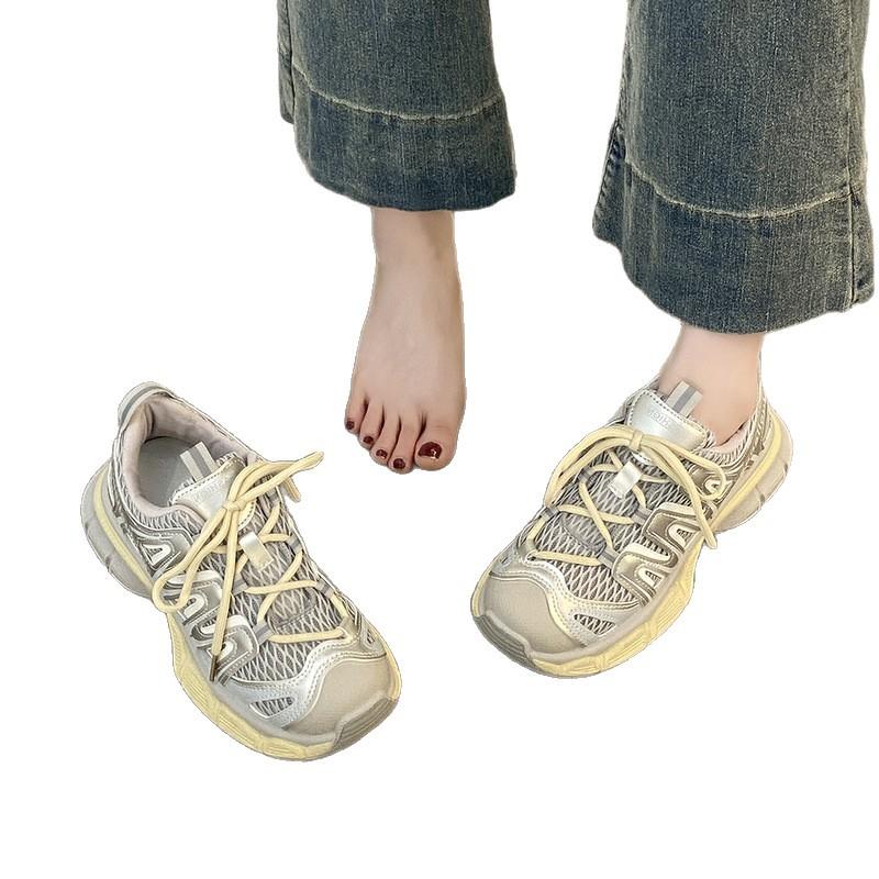2025 New Summer Breathable Mesh Dad Shoes Women's Thick-soled Versatile Lightweight Soft-soled Ultra-light Sports Shoes