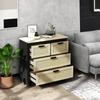 4-Drawer Chipboard and Rattan Chest of Drawers, 80x38x80 cm