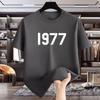 New Summer Unisexs Pure Cotton Tshirt 1977 Shortsleeved Ins Base American Loose Casual and Versatile Trendy Brand Halfsleeved