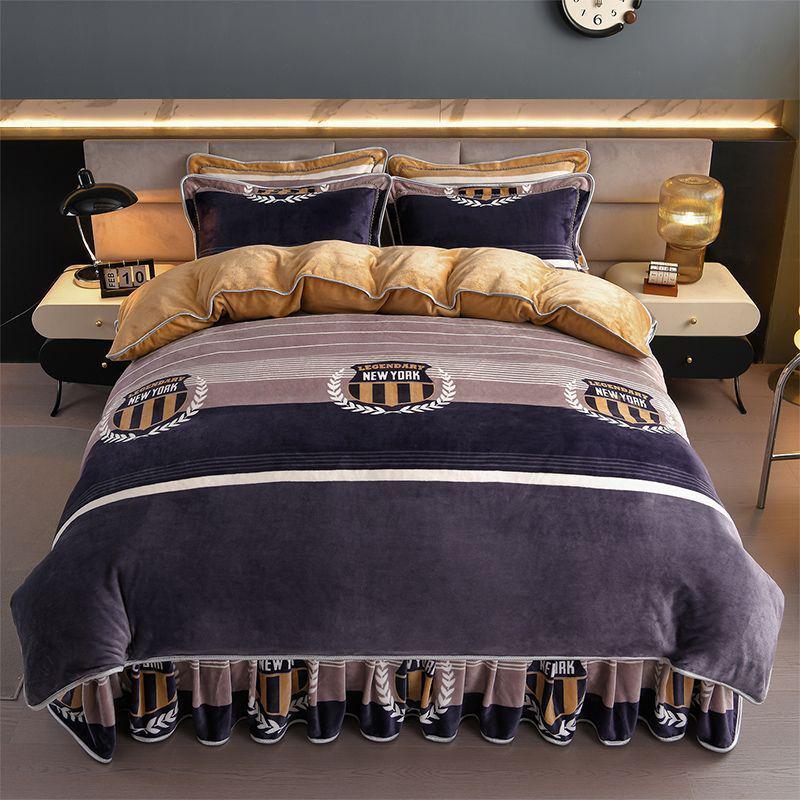 G5Z9 Jin Double-Sided Thickened Velvet Four-Piece Bedding Set for Weddings