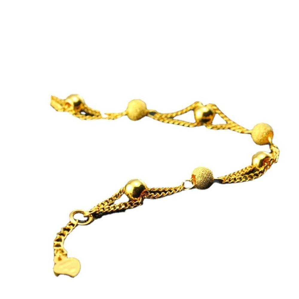 Laos Sand Gold Plated Beaded Bracelet European Coin Style Wedding Jewelry Fashion Accessory