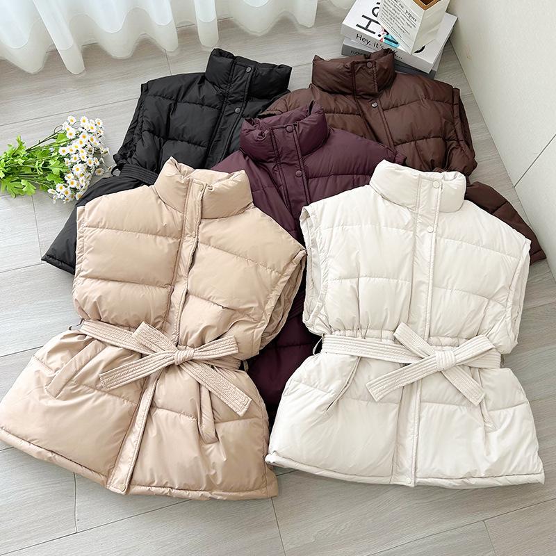 Women's Thickened Cotton Vest Gilet - Korean Style, Stand Collar, Autumn/Winter Fashion, Loose and Stylish Outerwear.