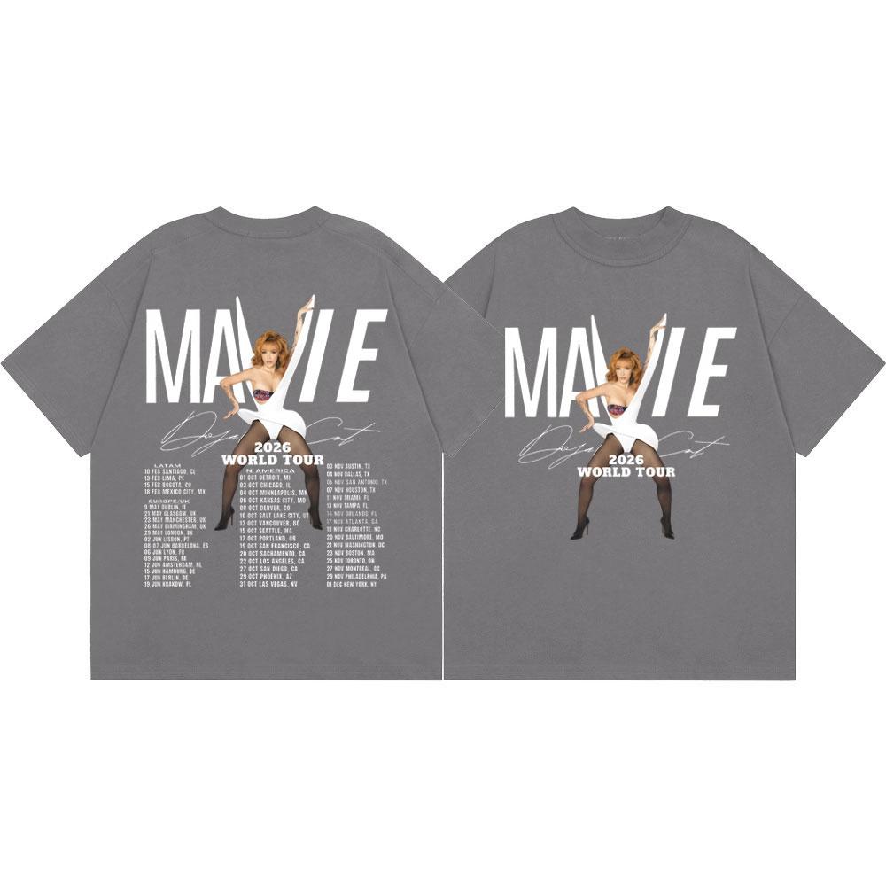 Rapper Doja Cat World Tour 2026 Graphic T Shirts Fashion Hip Hop Short Sleeve T-shirts Men Women Casual Loose 100%cotton T-shirt