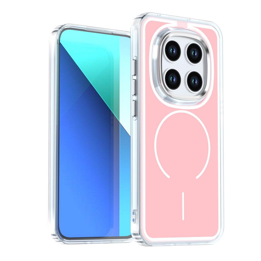 Матовый Чехол-Броня с Цветными Вставками из PC для Xiaomi Redmi Note 15 Pro+ Магнитный Беспроводной Зарядки Металлическая Линза Ударопрочный