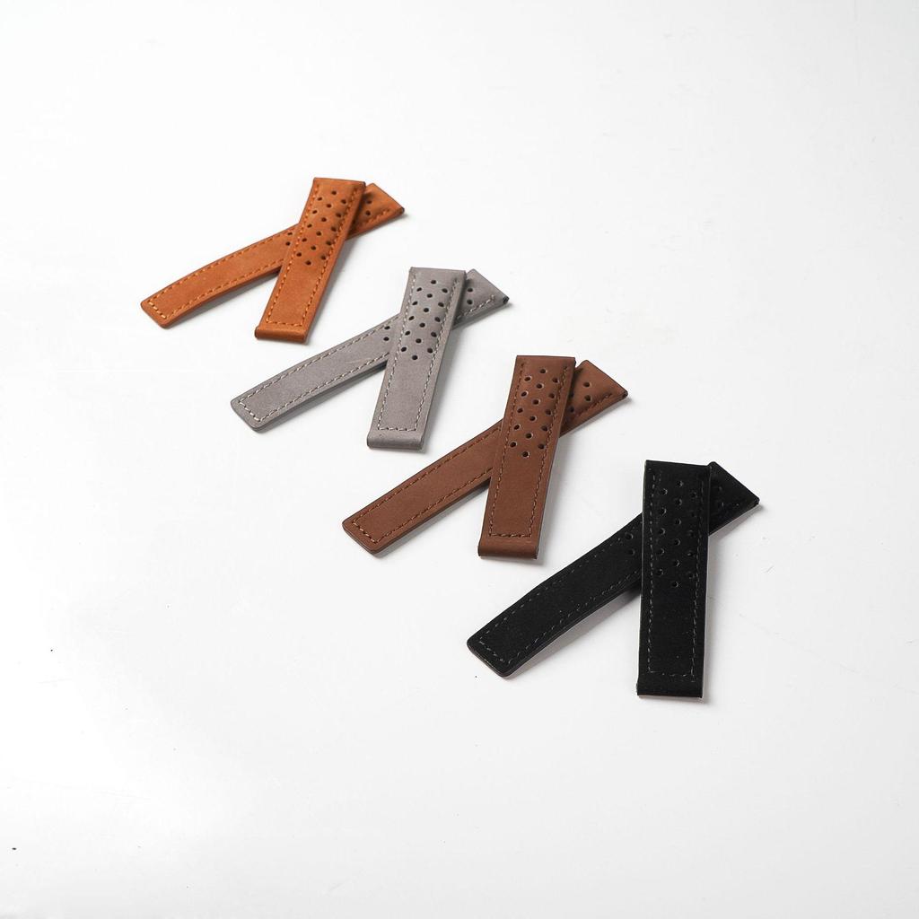 Ремешок для часов из матовой кожи с дышащими отверстиями, универсальная посадка, складная застежка, 20 мм/22 мм