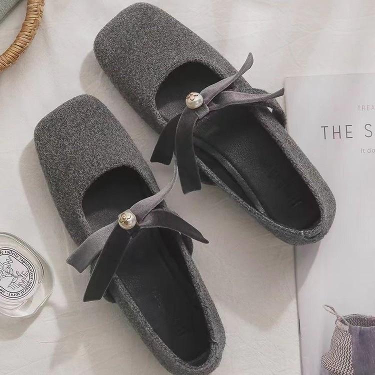 Sheepskin version~ Mary Jane shoes, gentle in spring and autumn, lazy with skirts, woolen single shoes, women's flat bottom