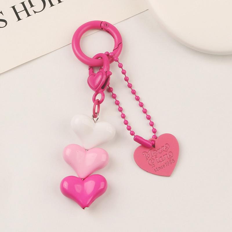 Lovely Adorable Heart Charm Key Chain Purse Pendant Handbag Backpack Keychain Decoration Girls Women Gift
