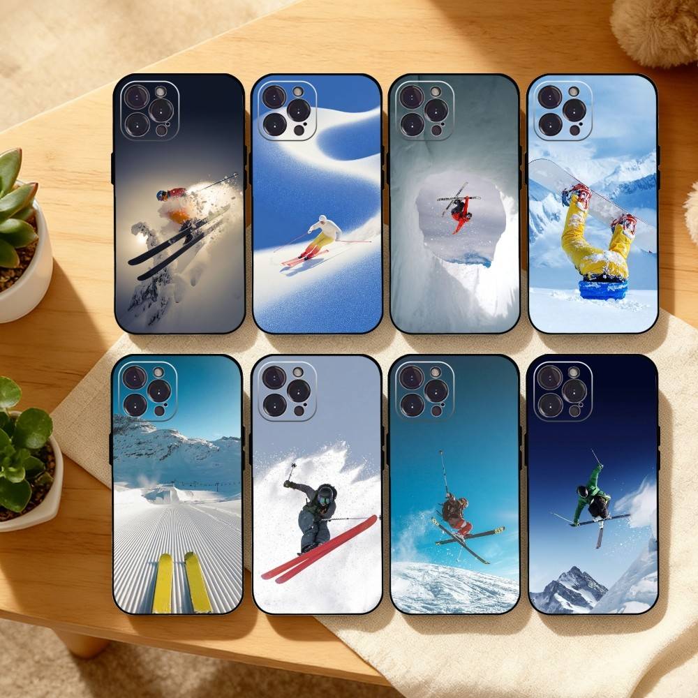 Крутой чехол для телефона S-Skiing для iPhone17,16,15,14,13,12 Plus, Pro Max, XS, 5G, мягкий силиконовый, черный