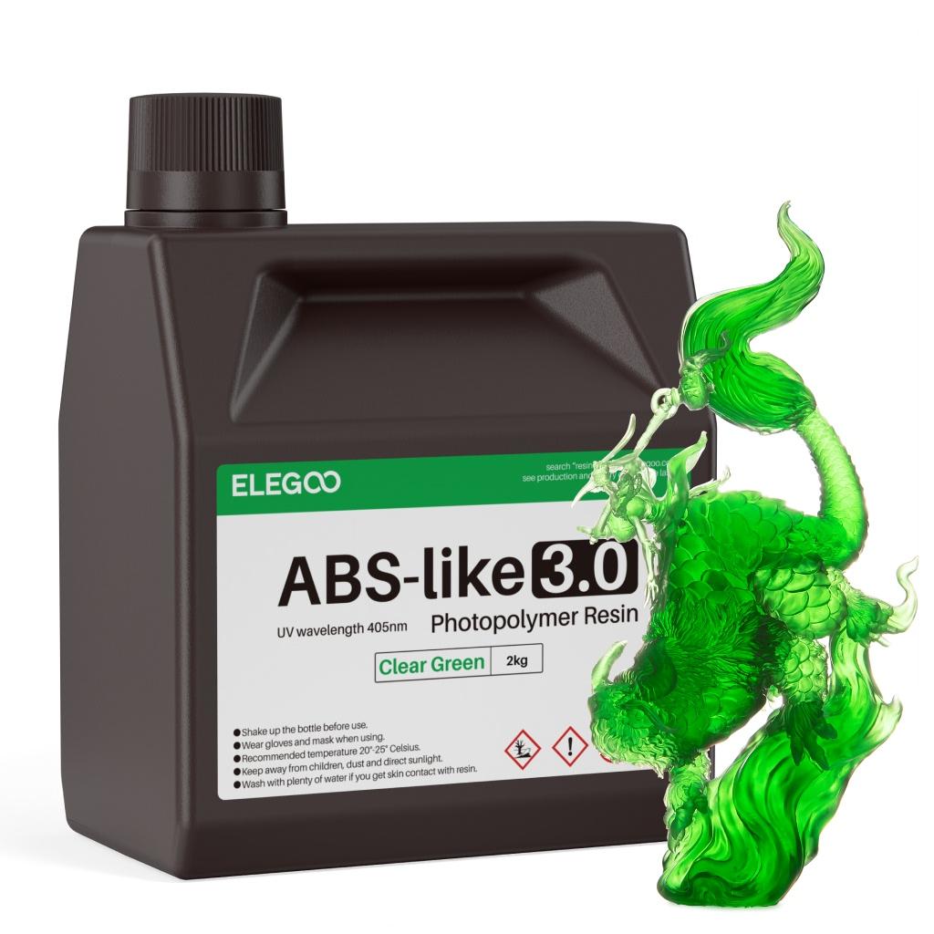 ELEGOO ABS-like Resin 2kg 3D Printer Resin  405nm UV Curing  for LCD 3D Printing,High Precision,Low Odor,Grey 2000g