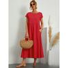Minimalist Cotton Linen Dress With Pockets For Spring Casual Wear