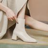 Ladies Shoes 2024 Hot Sale Ankle Women's Boots Elegant Modern Boots Women Sewing Square Toe Chunky Heels Back Zip Shoes Women