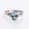 Aquamarine Gemstone Anniversary Ring 925 Sterling Silver Handmade Women Ceremony Dainty Gift