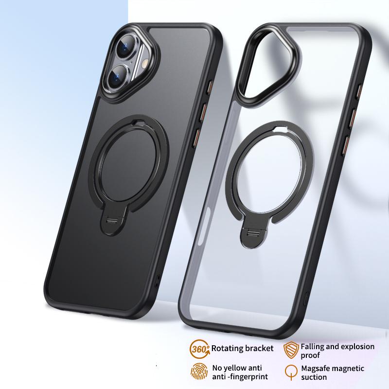 Чехол для телефона iPhone 16 Plus с подставкой, матовая задняя крышка, совместимый с MagSafe