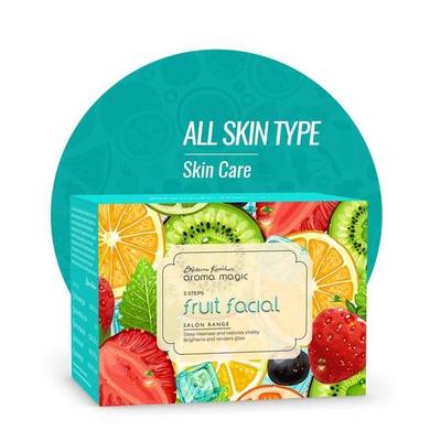 Набор для ухода за кожей лица Aroma Magic 5 Step Fruit Facial Kit | Глубокое очищение и придание сияния | Фруктовые экстракты, жожоба и алоэ вера | Для всех типов кожи | Упаковка из 1 шт.