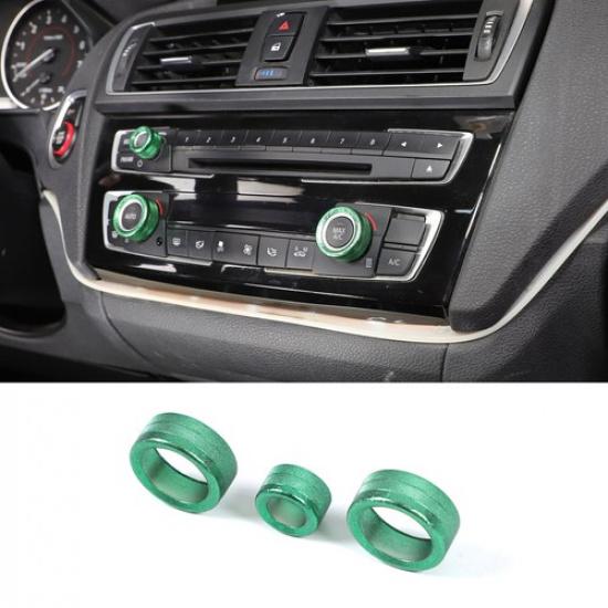 Green AC Control Radio Volume Knob Ring Covers For BMW 2 Series F22 F23 2014-19