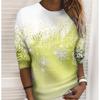 3D Print Green Snowflake Tshirts Ladies Tops Long Sleeve O-neck Pullover Femme T-shirts T Shirt For Women