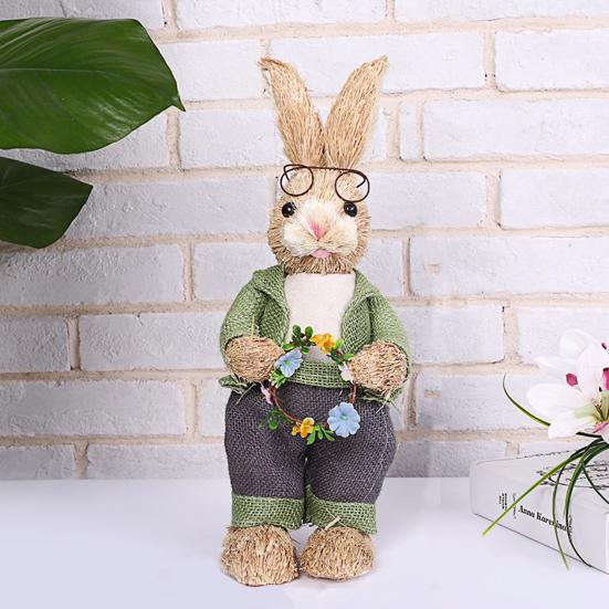 Пасхальный кролик орнамент реалистичный домашний декор рогоз трава пасхальная вечеринка настольный кролик декор пасхальные сувениры