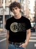 Графическая футболка Bitcoin BTC - Черная с золотым символом Биткоина - Из вязаной ткани, стандартный крой - Футболка с дизайном Криптомайнер Панк Монетка Деньги