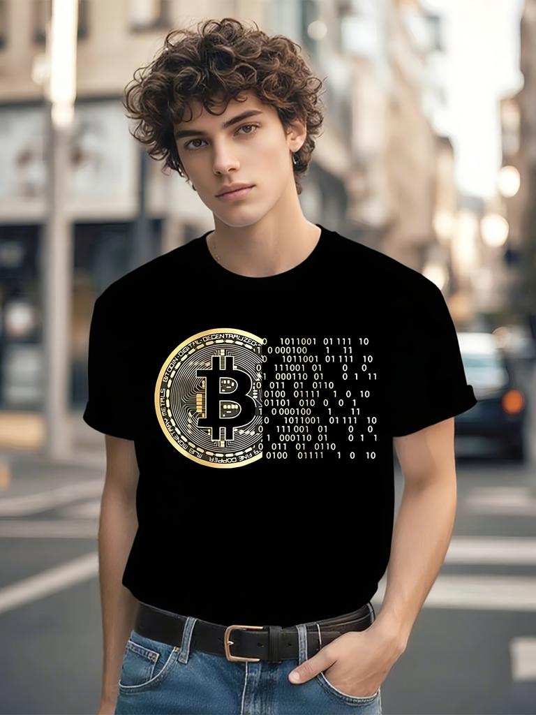 Футболка Bitcoin - Черная с Золотым Символом BTC