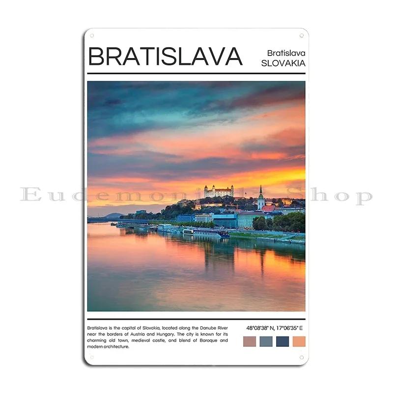 A Pop Art Travel Print of Bratislava Slovakia Photography Metal Club Wall Decor Print Cave Design Tin Sign Poster
